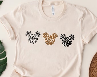 Camicia Topolino Leopardo, Camicie Disneyworld, Camicia Animale, Camicia Topolino e Mini Orecchio , Camicia stampa leopardo ghepardo, t-shirt Disney, Camicia orecchio Disney