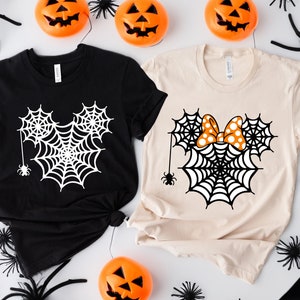 Disney Spider Web Tee, Mickey Minnie Halloween Shirts, Couple Disney Shirts, Halloween Matching Shirts