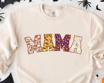 Mamá sudadera de Halloween, camisa de mamá para Halloween, camisa de escritura de mamá, regalo de Halloween para mamá, sudadera con capucha de mamá