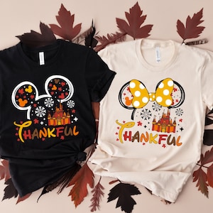 Mickey And Minnie Thankful Shirt, Disney Thanksgiving couple shirts, Happy Thanksgiving, Pumpkin Disney Autumn Tee