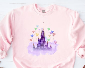 Disney Schloss Aquarell Sweatshirt, Disney Ballon Shirt, Schloss Disneyland Shirt, Magic Kingdom Shirt, Disney Schloss Hoodie