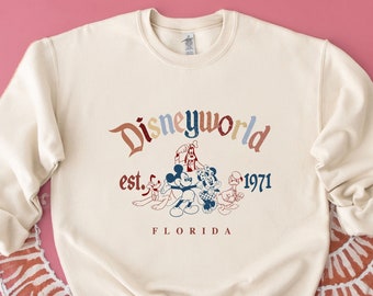 Sudadera vintage de Disney World Florida, camisa de Disneyworld Est 1971 Florida, camisa de Mickey y sus amigos, familia Disney, sudadera con capucha retro de Disney