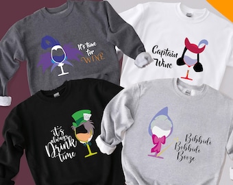 Felpa con personaggi che bevono i cattivi, Camicia abbinata al viso dei cattivi, Camicia del gruppo di vetro dei cattivi, Felpa con cappuccio Villian del vino dei cattivi