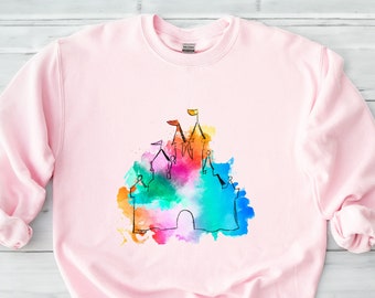 Disney aquarel kasteel sweatshirt, Disney vakantie, Disney familie shirt, Disney kasteel ballonnen shirt, Disney reis hoodie, familie vakantie