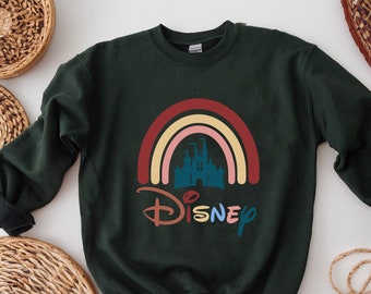 Disney Rainbow Castle Sweatshirt, Disney Vintage, Disney Family Shirt, Disney Castle Shirt, Disney Retro Shirt, Disneyland Hoodie