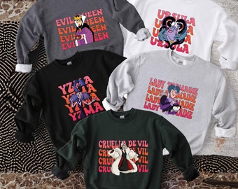 Villains Characters Sweatshirt, Villains Face Matching Shirt, Villains  Group Shirt, Ursula Shirt, Malefiz Shirt, Villian Witch Hoodie
