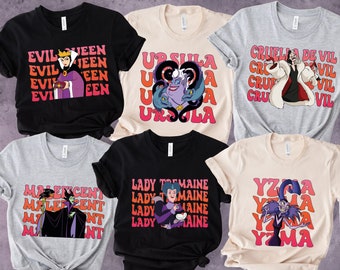 Villains Characters Shirt, Villains Face Matching T-Shirt, Villains  Group Tee, Ursula Shirt, Malefiz Shirt, Villian Witch Shirts