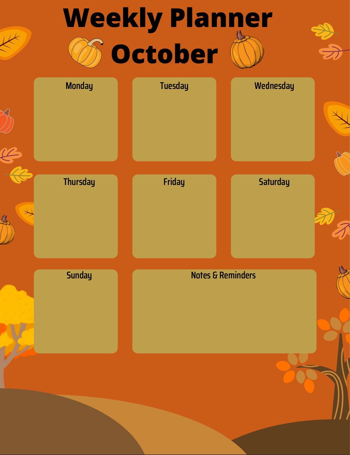October Weekly Planner, Fall Themed, Printable, Not Dated - Etsy October weekly planner, fall themed, printable, not dated - etsy