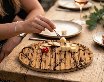 Handmade Oak Wood Charcuterie Board with Epoxy Resin – Artisan Cheese Board – Wooden Serving Platter - Decoration