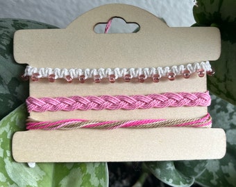 Soft pink Waterproof Friendship bracelets - Handwoven Bracelets