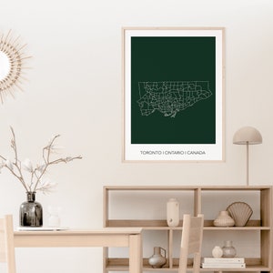 Affiche du quartier de Toronto et | de fichiers SVG Carte de la ville de Toronto | | de carte minimaliste Carte forêt verte et blanche de Toronto | Plan graphique