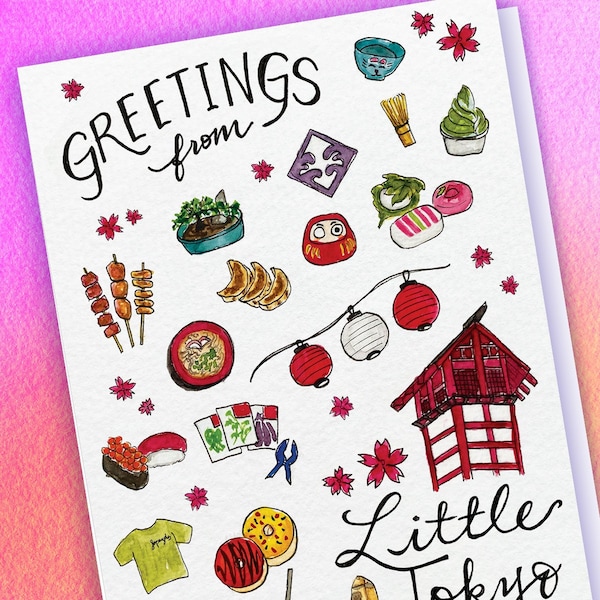 Greetings from Little Tokyo Card | Little Tokyo Los Angeles Greeting Card | Blank Greeting Card | Instant Download | Japan | Kawaii Card