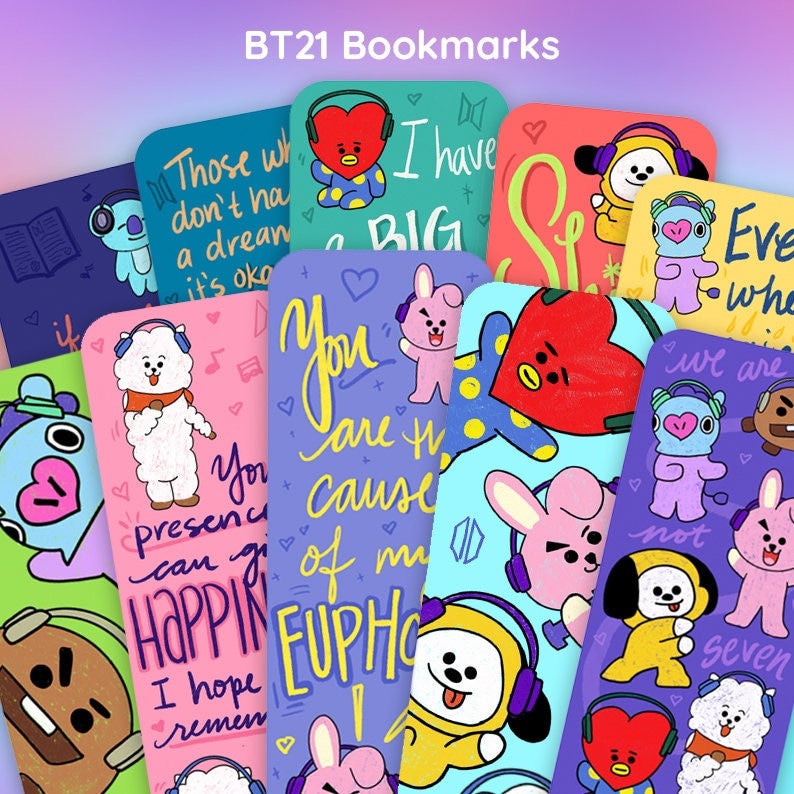 BTS BT21 Bookmarks Instant Download Inspirational Quotes - Etsy