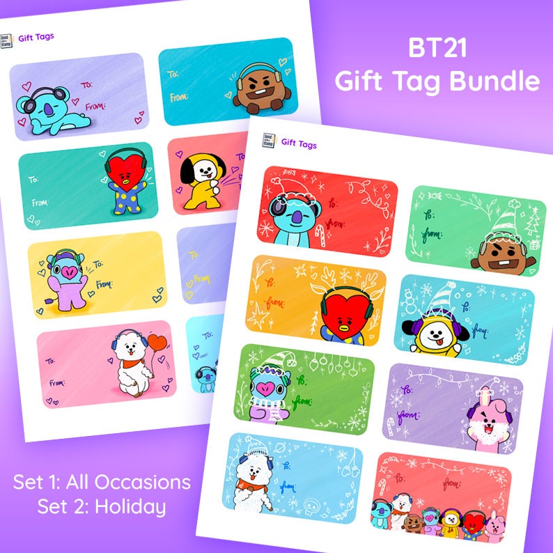 BTS BT21 Gift Tags Holiday Gift Tags Birthday Gift Tags Etsy