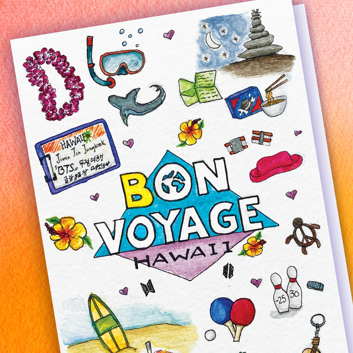 Bon Voyage Hawaii Greeting Card: BTS Kpop Gift (digital Download