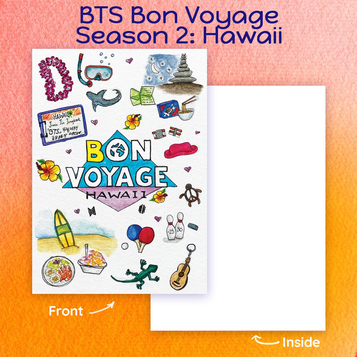 Bon Voyage Hawaii Greeting Card: BTS Kpop Gift (digital Download