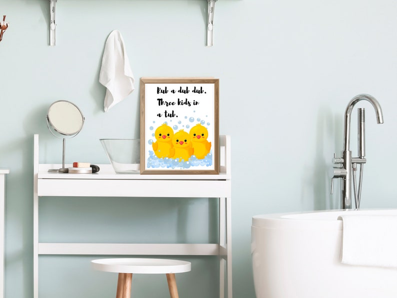 Rubber Ducky Kids Bathroom Print – "rub a Dub Dub" Nursery Rhyme ...