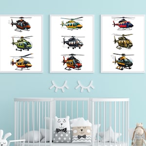 3er Set Hubschrauber Hubschrauber, Kinderzimmer Deko, Spielzimmer Kunst, Kleinkind Schlafzimmer, Hubschrauber Wanddeko