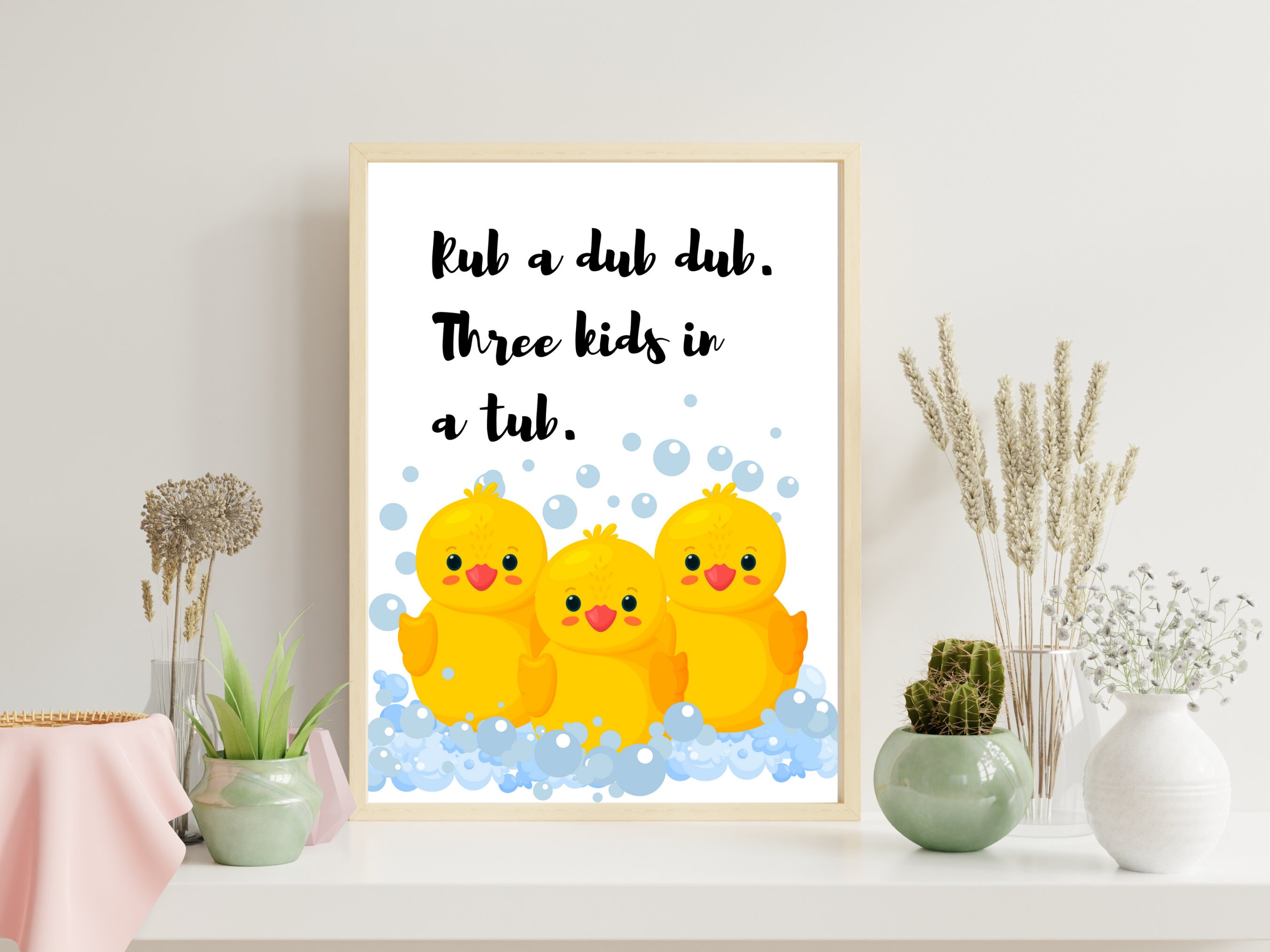 Rubber Ducky Kids Bathroom Print – "rub a Dub Dub" Nursery Rhyme ...