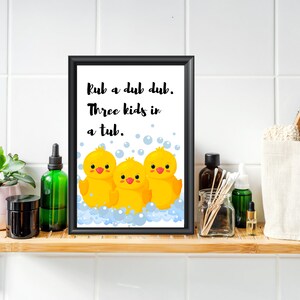 Rubber Ducky Kids Bathroom Print – "rub a Dub Dub" Nursery Rhyme ...