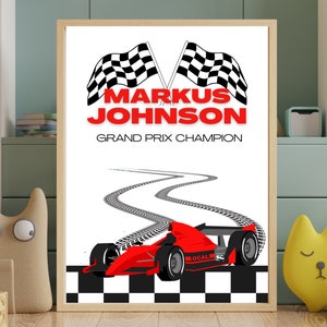 Personalized F1 Name Poster, Custom Formula 1 Name Sign, Formula 1 Nursery Decor, Custom F1 Name Sign, F1 Birthday Party Theme, F1 Race Car