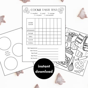 Cookie-Geschmackstest zum Ausdrucken, Cookie-Score-Karte, Verkostungsparty, Cookie-Party, Cookie-Tauschbörse, Cookie-Tester, Cookie-Malseite