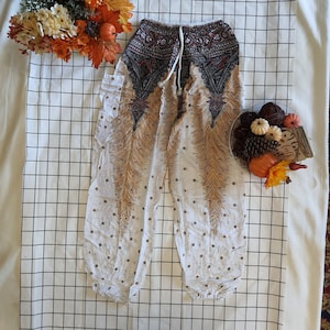 Beautiful Tie Waist Hippie Pants | Cute Comfy Harem Pants for S-M size | Everyday Pants, Boho Pants