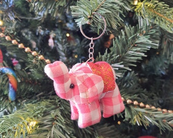 Handmade Cute Elephant Keychain | Animal Keychain | Cute Little Gifts | Colorful Fabric Elephant Keychain | Stuffed Elephant Keychain