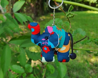 Handmade Cotton Elephant Keychain, Cute Lightweight and Durable | Animal Keychain, cute gift | Fabric Elephant Keychain