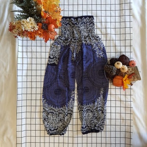 Comfy Harem Hippie Pants for Everyday | Handmade Cotton Pants fit S-M, Soft and Flowy Harem Pants for Unisex
