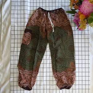 Cute Comfy tie waist harem pants for everyday come with one pocket | Flowy Pants in Harem Hippie Style size 0-12