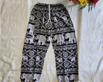 Elephant Pants for Summer, Flowy Airy Pants for Unisex, Hippie Comfy Clothes, Soft and Lightweight Harem Pants