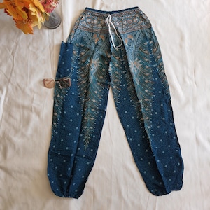 Comfy Harem Hippie Pants for Everyday | Handmade Cotton Pants fit S-M, Soft and Flowy Harem Pants for Unisex