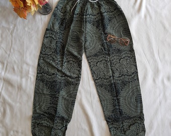 Handmade Rayon Harem Pants: Smocked Waist Hippie Style (Size 0-12)
