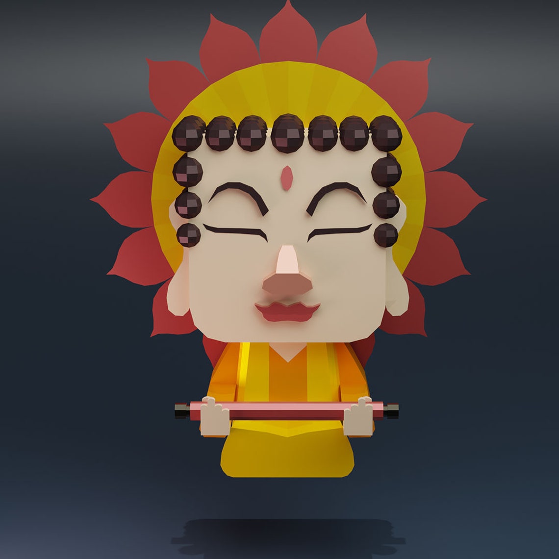 Low Poly Buddha, Paper Buddha, Low Poly Character, Pepakura, Low Poly