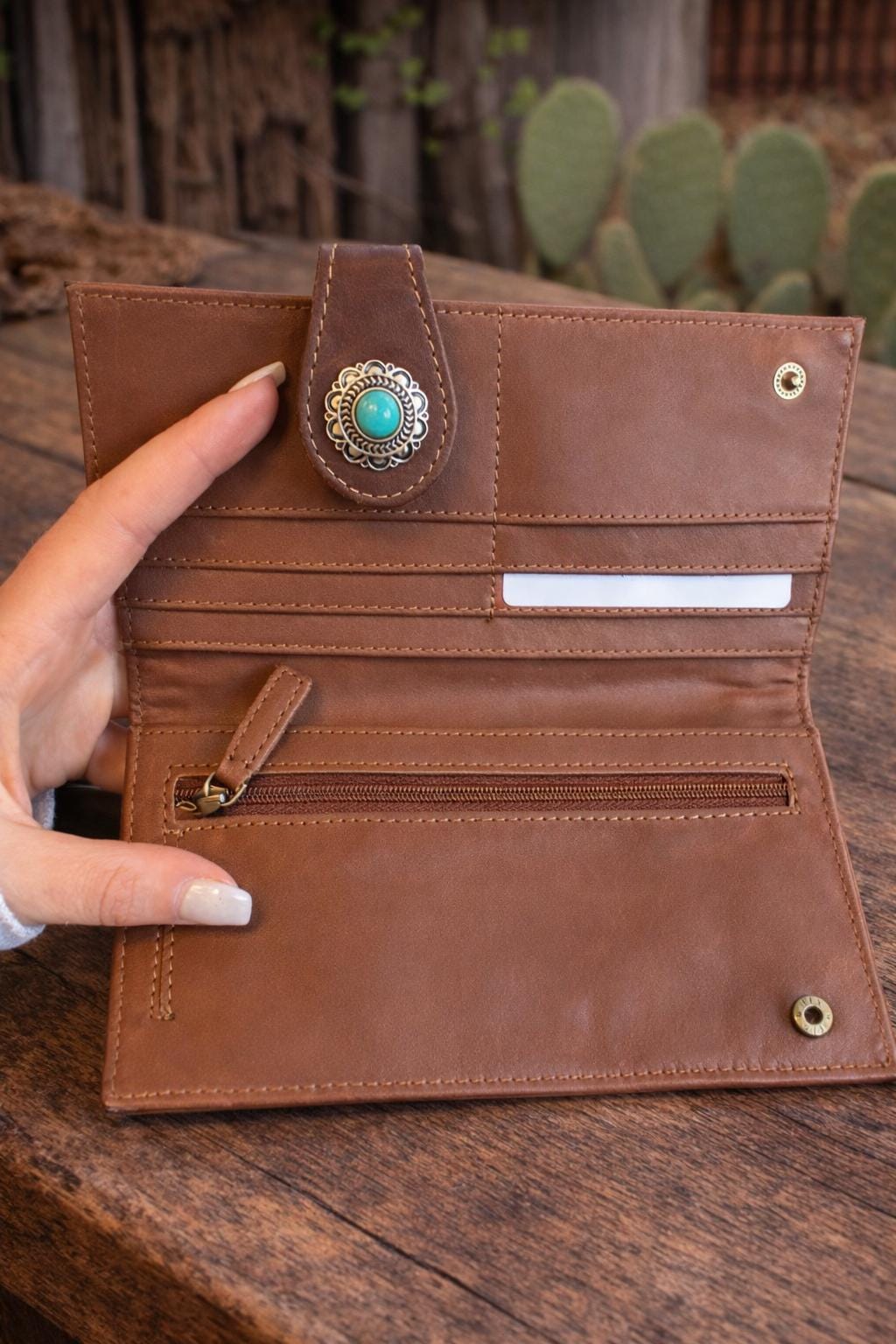 Embossed Leather Wallet for Women | Western Boho Snap Wallet