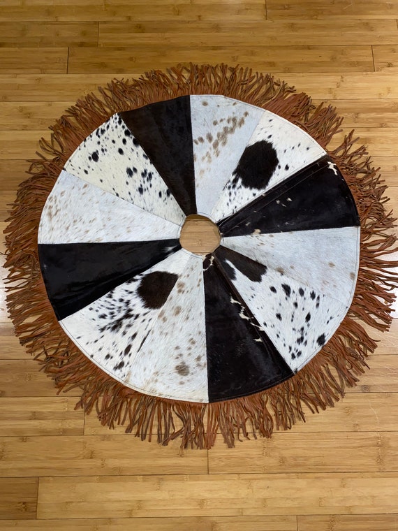 Genuine Cowhide Tree Skirt With Brown Fringe Etsy