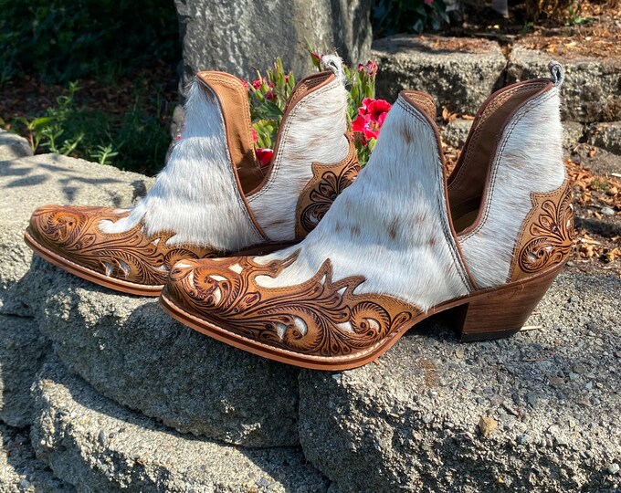 tooled leather booties