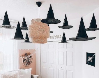 Halloween Witch Hat For Front Porch Halloween Décor, Floating Witch Hat, Halloween Costume Hanging Witches Hats For Adults Kids Party Decor