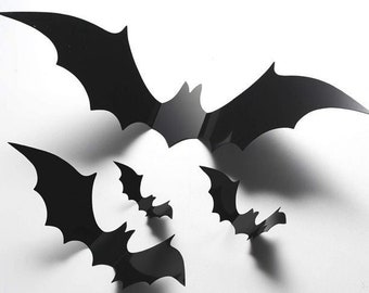 Large 3D Bats 60 Pack, Halloween Black Spooky Bats, 4 Size Waterproof, Wall Hanging Halloween Bats For Halloween Party Indoor Outdoor Decor