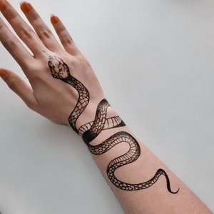 Temporary Tattoo Halloween Costume Fake Tattoos, Waterproof Sticker Realistic Snake Tattoos For Women Men Adults Kids (10 designs) 10 Sheets