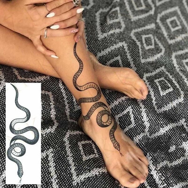 Serpiente realista Tatuajes temporales Etiqueta engomada del tatuaje del cuerpo falso a prueba de agua para mujeres Hombres Adulto 3D Cobra Mamba Viper Arm (10 diseños) 10 hojas