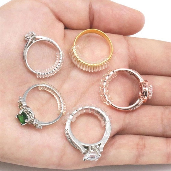 12 Pack Ring Size Adjuster for Loose Rings Invisible Transparent Soft  Silicone Jewelry Tightener Connector Fitter Resizer 4 Sizes Ring Guard 