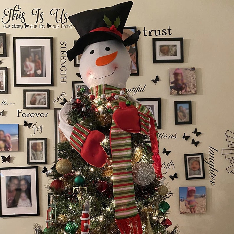 Christmas Tree Topper Large Snowman Head Hugger Xmas Holiday Etsy