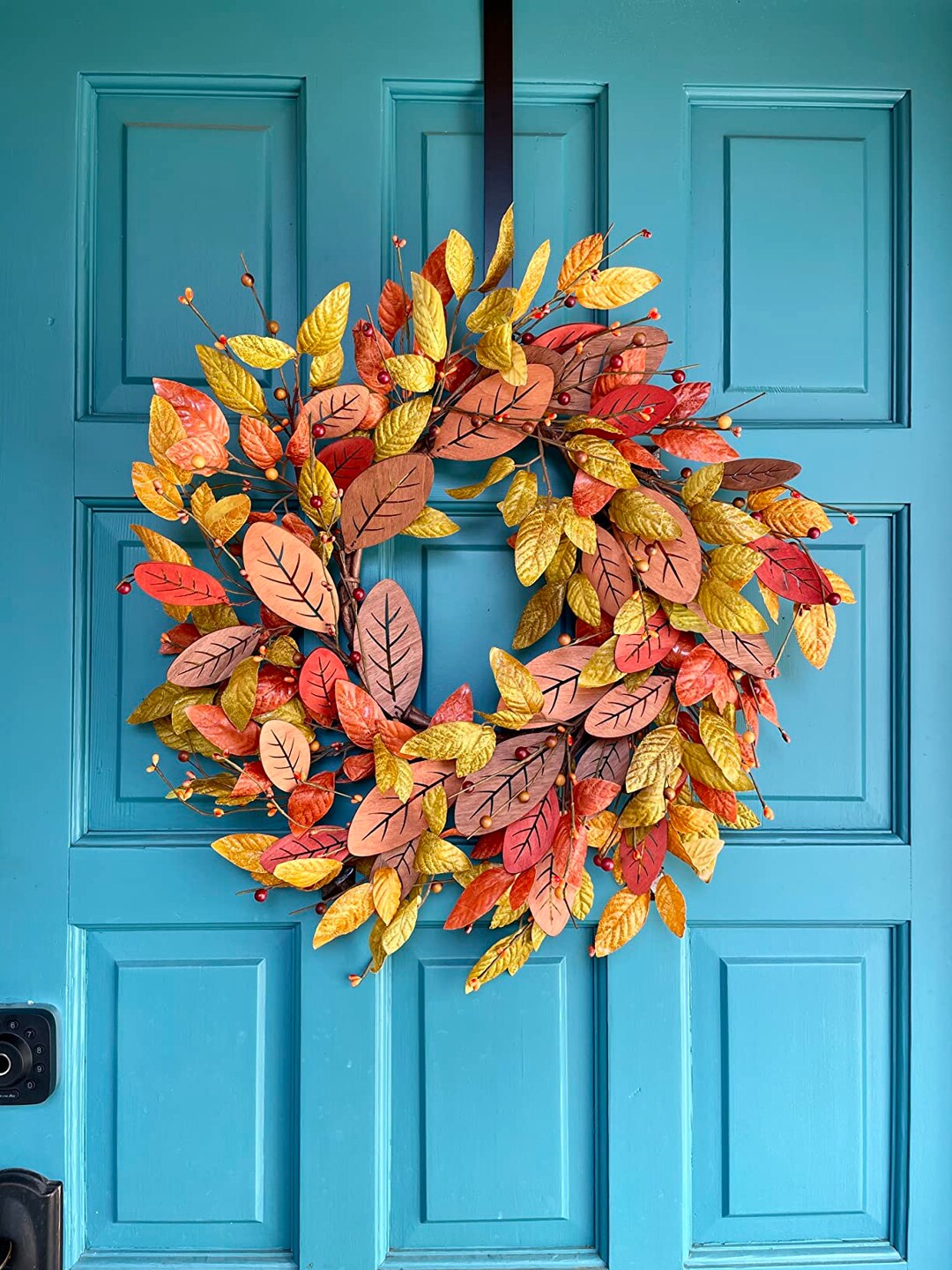 Fall Wreath Front Door Wreath Fall Decorations With Wood Silk Etsy