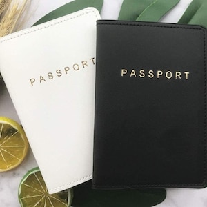 2 Pack Passport Holder For Men And Women, Bridal Passport Cover, Leather Passport Wallet For Valentines Day, Wedding, Bridesmaids Gifts,