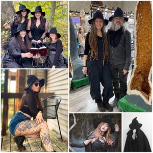 Pointed Witch Hat For Women, Black Wizard Hat, Felt Witches Hat, Large Brim Wool Knitted Hipster Hat, Modern Witch Costume For Witchy Party image 8