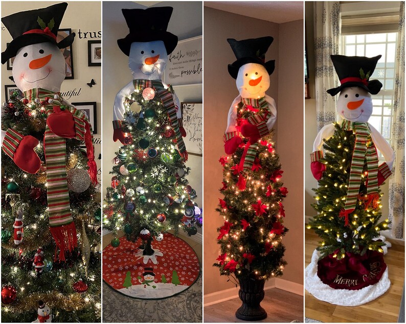 Christmas Tree Topper Large Snowman Head Hugger Xmas Holiday Etsy