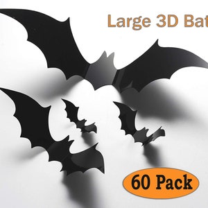 3D Bats Wall Decor, Halloween Waterproof Bats Wall Decals, Mantle Decor, Halloween Party Decorations, Indoor Outdoor, Front Porch Yard Decor