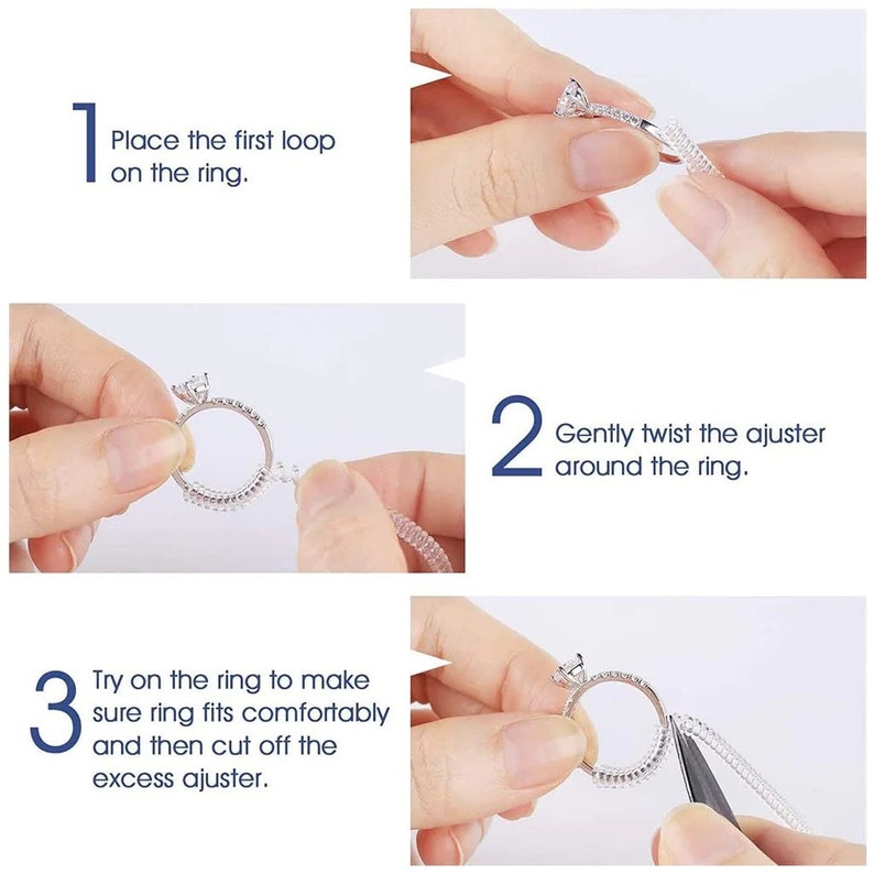 12 Pack Ring Size Adjuster For Loose Rings Invisible Transparent Soft Silicone Jewelry Tightener Connector Fitter Resizer 4 Sizes Ring Guard image 4